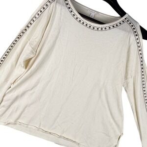 Westport 1962 Cold‎ Shoulder Top Cream Rayon XL Grunge Boho Gingham